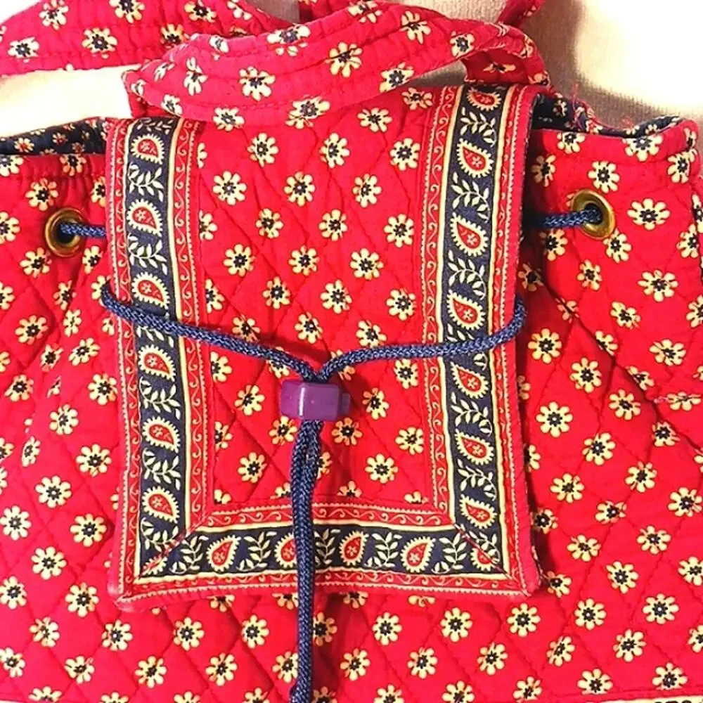 Vera Bradley‎ Backpack Red Paisley Boho Floral Quilted Cottage Hippie Festival